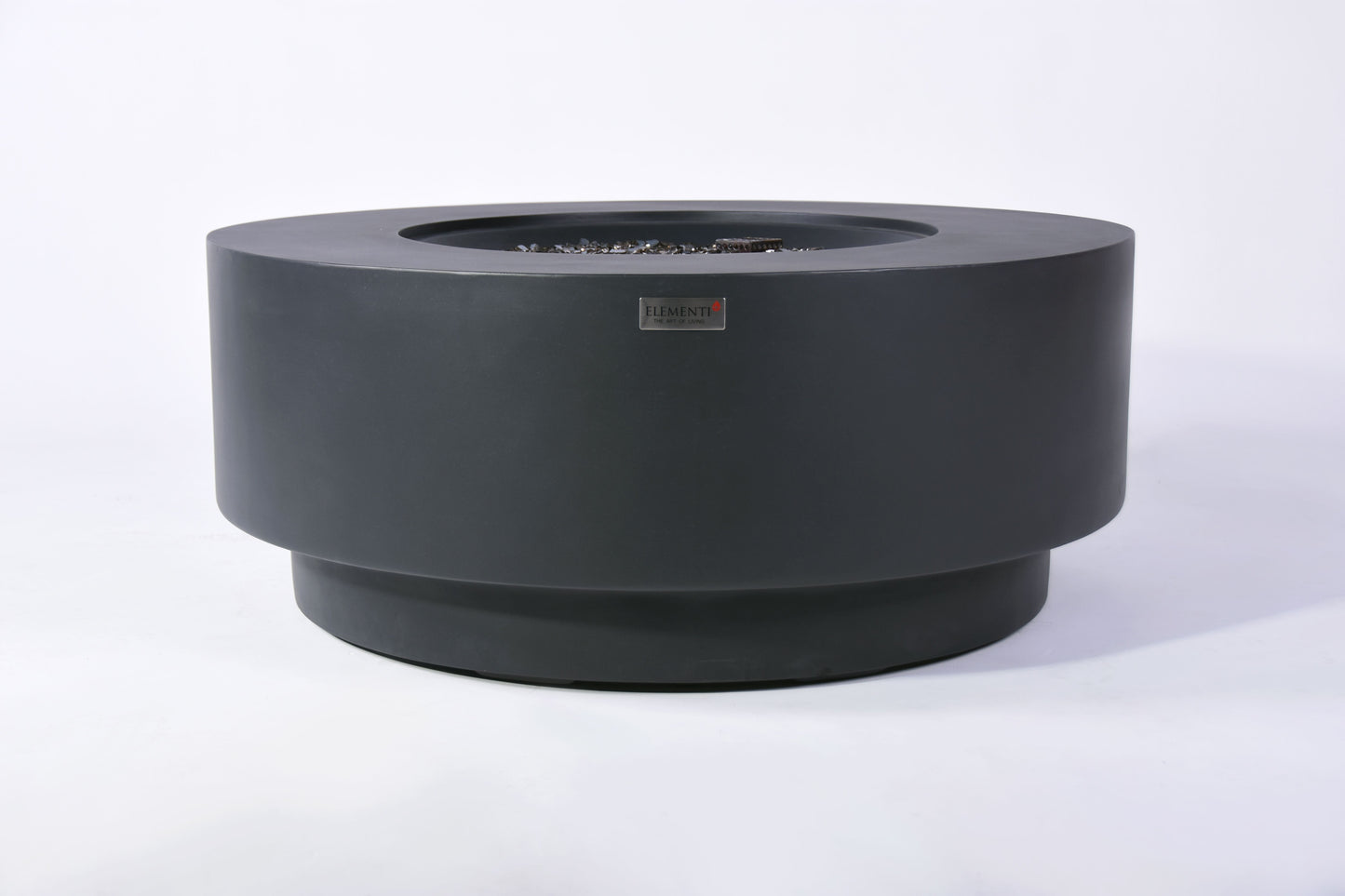 Elementi Plus Nimes 41" Round Frosted Cream White Concrete Natural Gas Fire Table