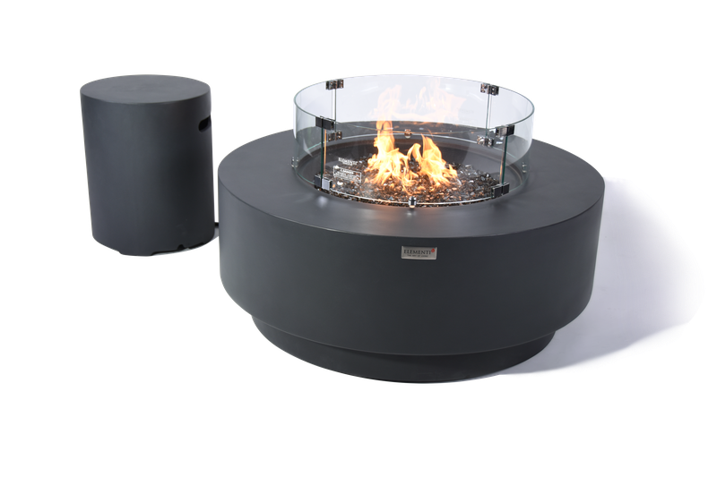Elementi Plus Nimes 41" Round Frosted Cream White Concrete Natural Gas Fire Table