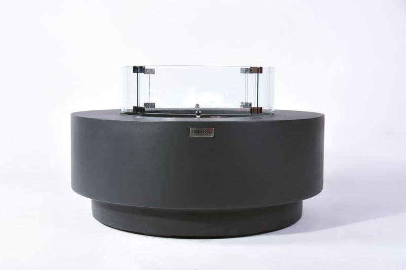 Elementi Plus Nimes 41" Round Frosted Cream White Concrete Natural Gas Fire Table
