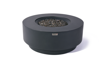 Elementi Plus Nimes 41" Round Frosted Cream White Concrete Natural Gas Fire Table