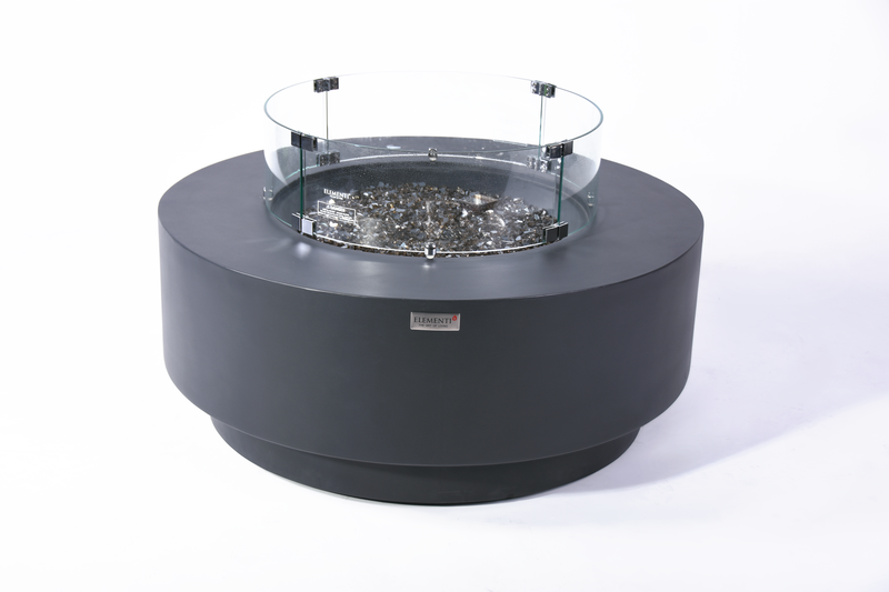 Elementi Plus Nimes 41" Round Frosted Cream White Concrete Natural Gas Fire Table