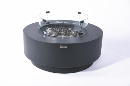 Elementi Plus Nimes 41" Round Frosted Cream White Concrete Natural Gas Fire Table