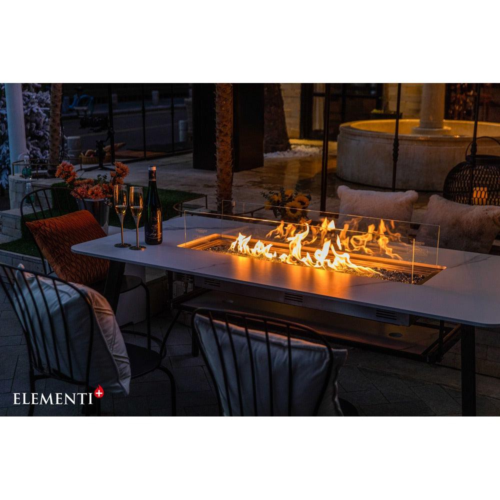 Elementi Plus Oslo 35" Bianco White Marble Porcelain Liquid Propane Dining Table