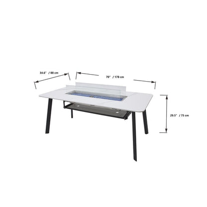 Elementi Plus Oslo 35" Bianco White Marble Porcelain Liquid Propane Dining Table