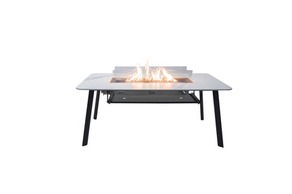 Elementi Plus Oslo 35" Bianco White Marble Porcelain Liquid Propane Dining Table