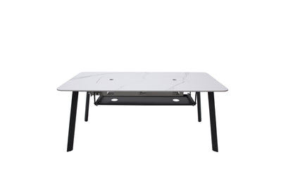 Elementi Plus Oslo 35" Bianco White Marble Porcelain Liquid Propane Dining Table