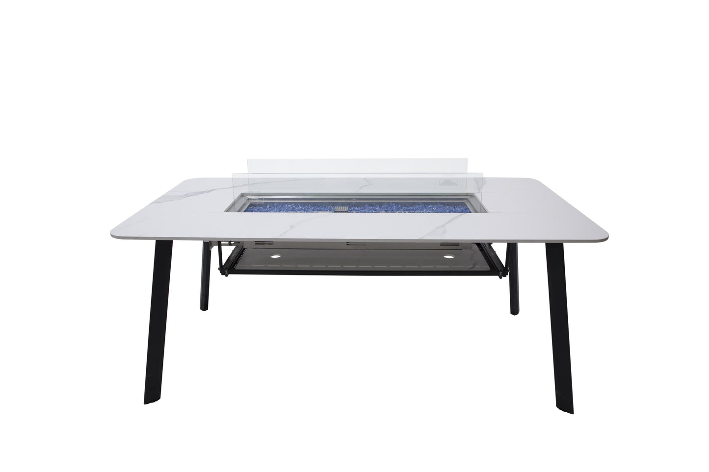 Elementi Plus Oslo 35" Bianco White Marble Porcelain Liquid Propane Dining Table