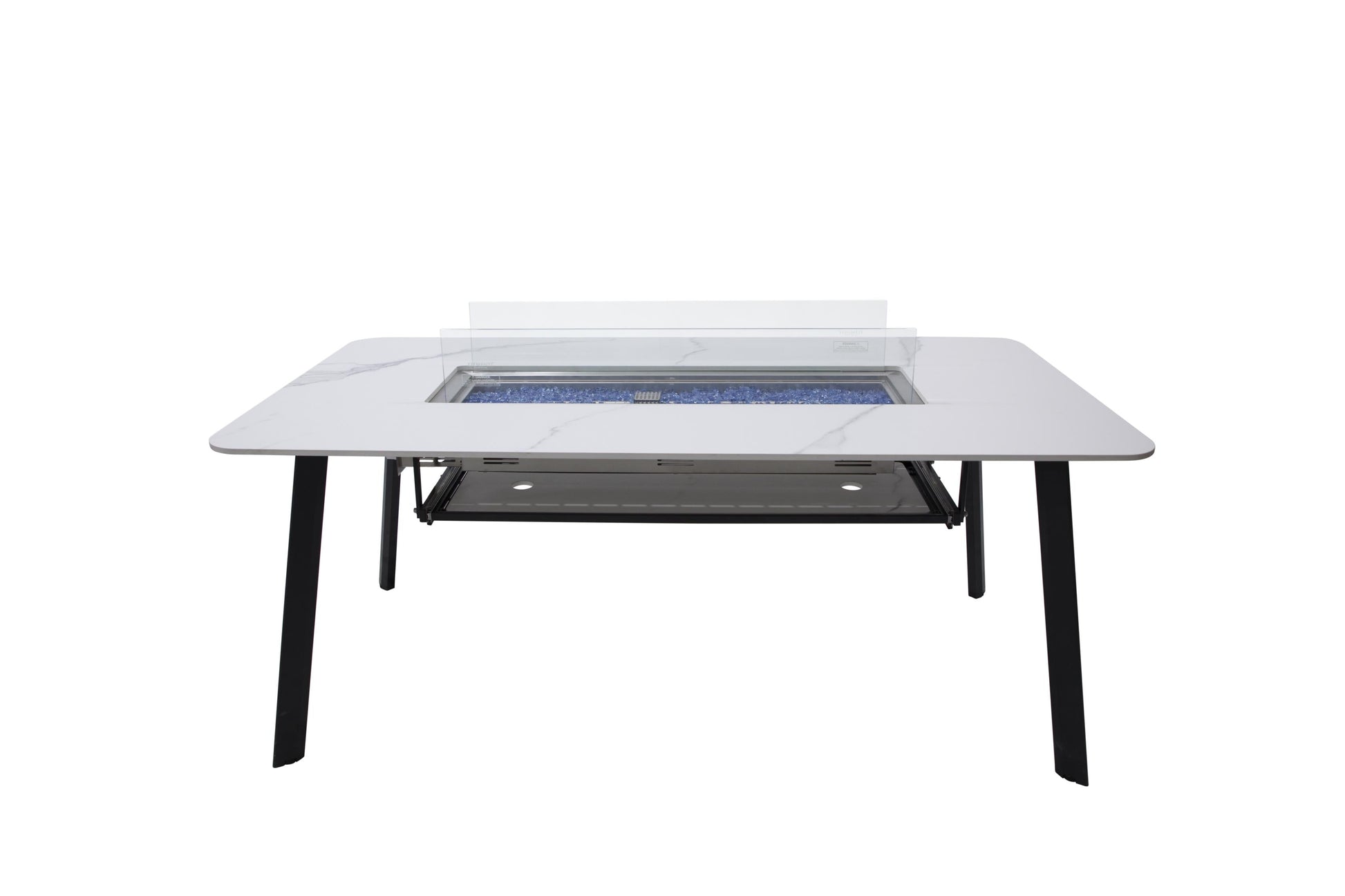 Elementi Plus Oslo 35" Bianco White Marble Porcelain Liquid Propane Dining Table
