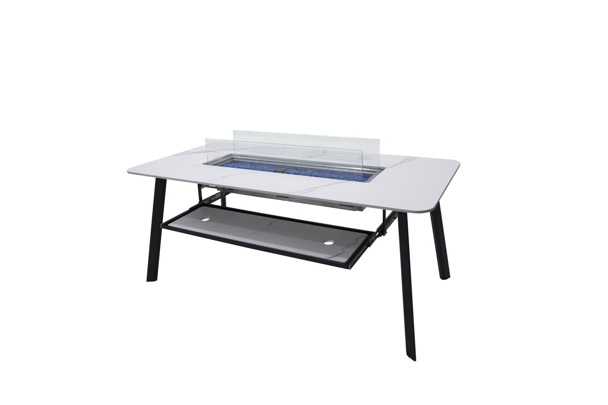Elementi Plus Oslo 35" Bianco White Marble Porcelain Liquid Propane Dining Table
