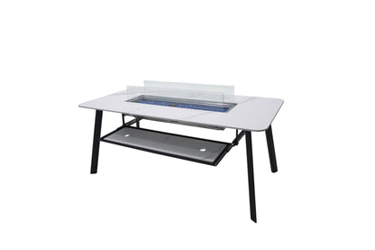 Elementi Plus Oslo 35" Bianco White Marble Porcelain Liquid Propane Dining Table