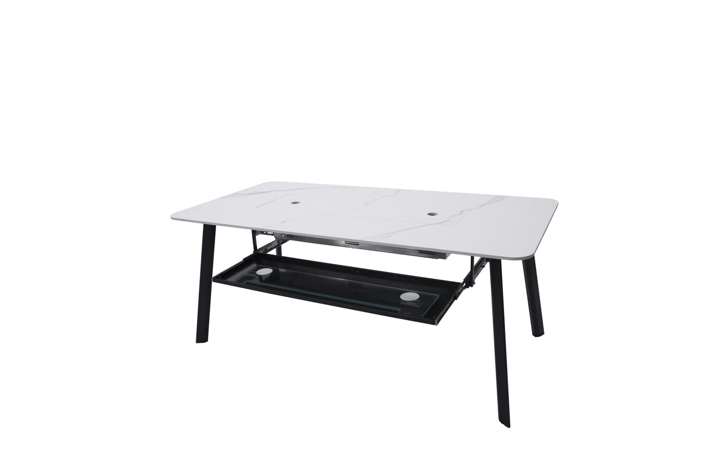 Elementi Plus Oslo 35" Bianco White Marble Porcelain Liquid Propane Dining Table
