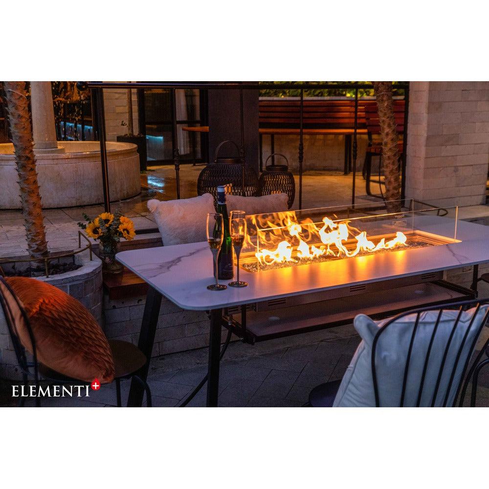Elementi Plus Oslo 35" Bianco White Marble Porcelain Liquid Propane Dining Table