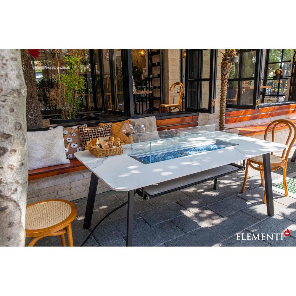 Elementi Plus Oslo 35" Bianco White Marble Porcelain Liquid Propane Dining Table