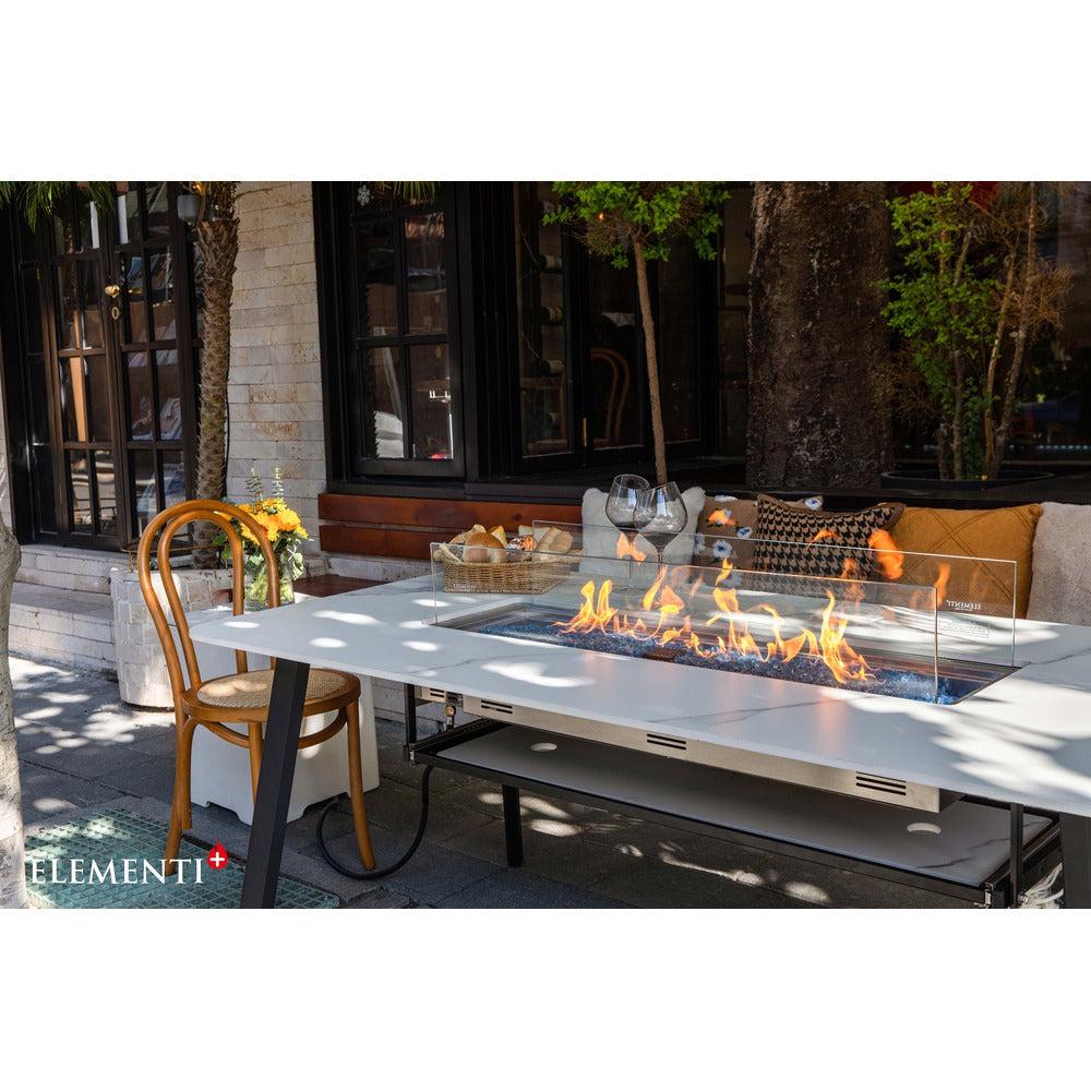 Elementi Plus Oslo 35" Bianco White Marble Porcelain Liquid Propane Dining Table