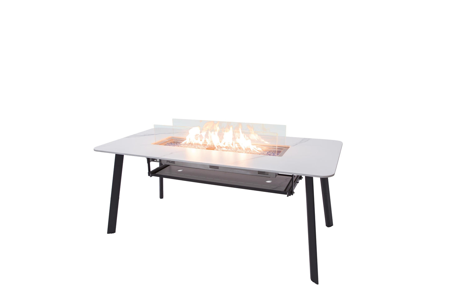 Elementi Plus Oslo 35" Bianco White Marble Porcelain Natural Gas Dining Table