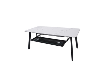 Elementi Plus Oslo 35" Bianco White Marble Porcelain Natural Gas Dining Table