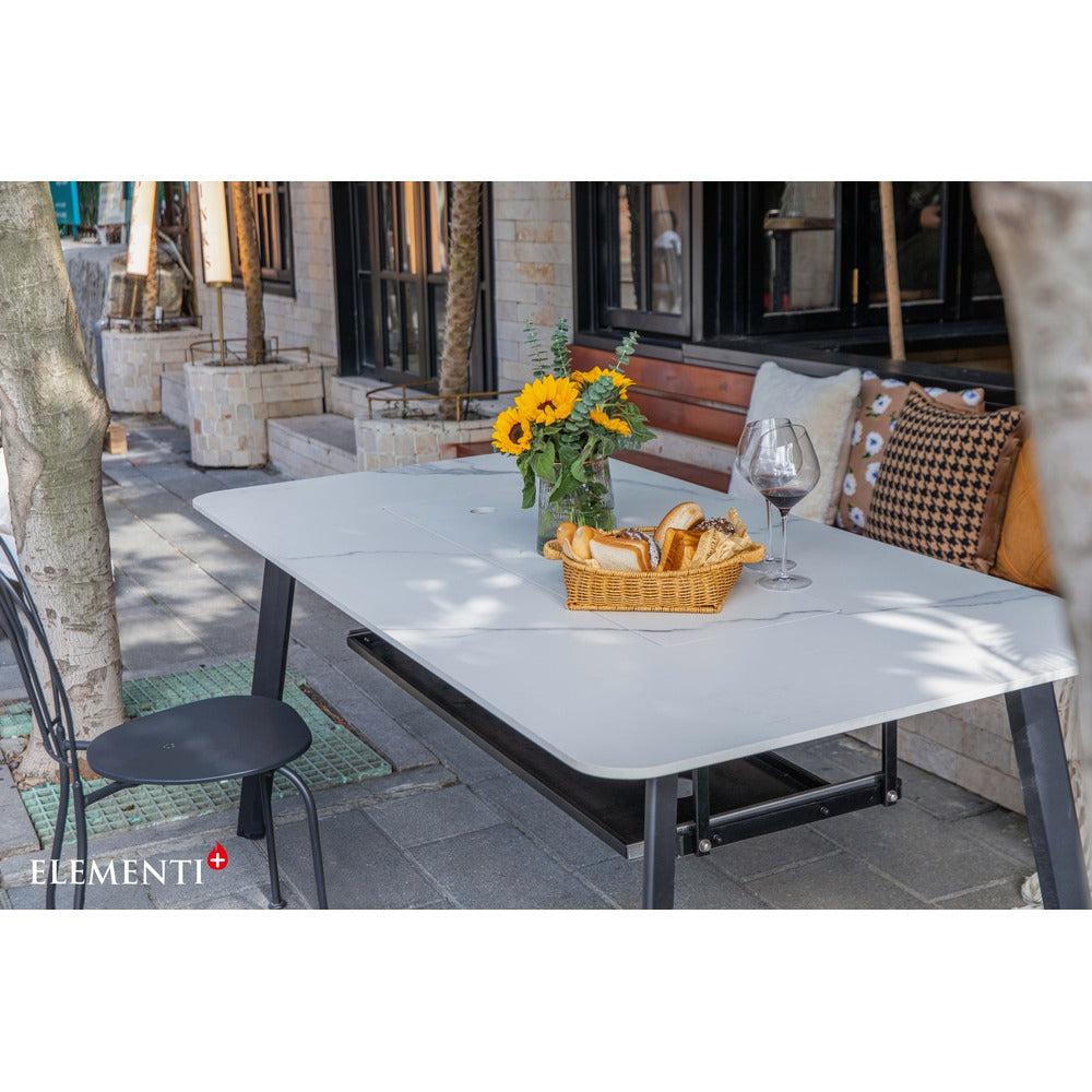 Elementi Plus Oslo 35" Bianco White Marble Porcelain Natural Gas Dining Table