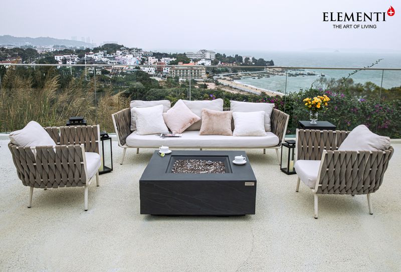 Elementi Plus Roraima 40" Square Slate Black Concrete Liquid Propane Fire Table