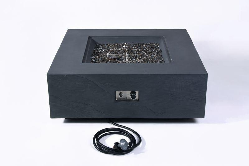 Elementi Plus Roraima 40" Square Slate Black Concrete Liquid Propane Fire Table