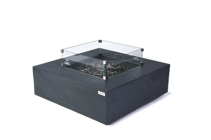 Elementi Plus Roraima 40" Square Slate Black Concrete Liquid Propane Fire Table