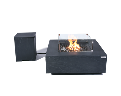 Elementi Plus Roraima 40" Square Slate Black Concrete Natural Gas Fire Table