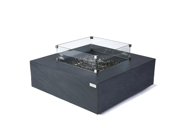 Elementi Plus Roraima 40" Square Slate Black Concrete Natural Gas Fire Table