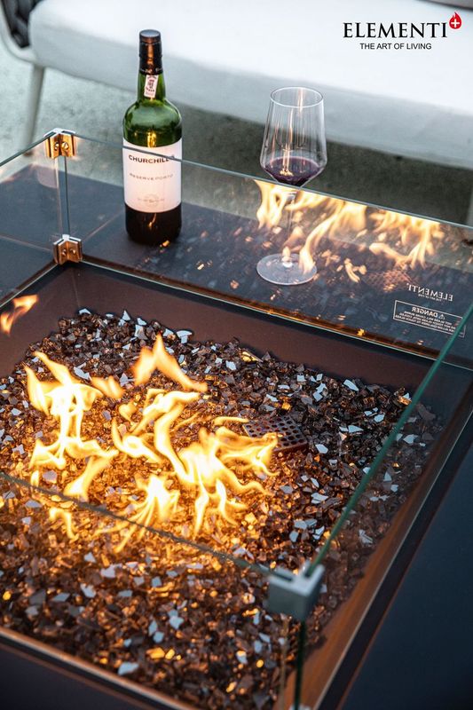 Elementi Plus Roraima 40" Square Slate Black Concrete Natural Gas Fire Table