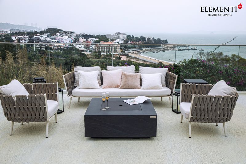 Elementi Plus Roraima 40" Square Slate Black Concrete Natural Gas Fire Table