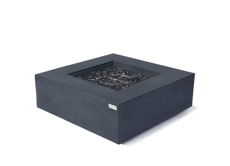 Elementi Plus Roraima 40" Square Slate Black Concrete Natural Gas Fire Table