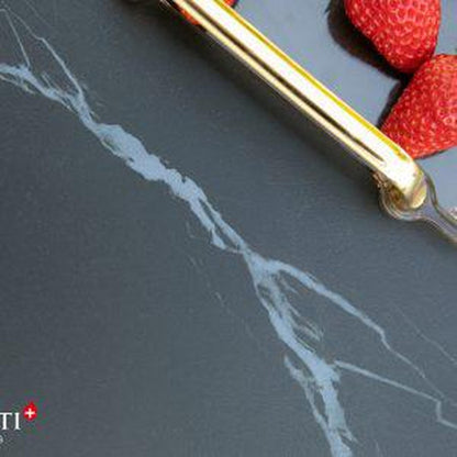 Elementi Plus Sofia 39" Square Bulgaria Black Marble Porcelain Natural Gas Fire Table