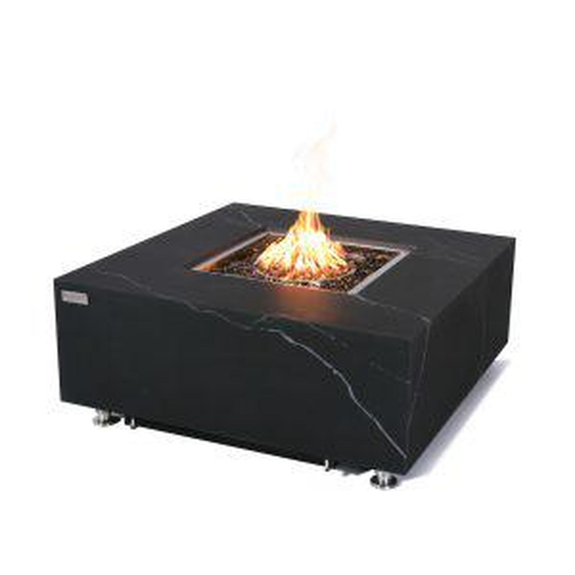 Elementi Plus Sofia 39" Square Bulgaria Black Marble Porcelain Natural Gas Fire Table