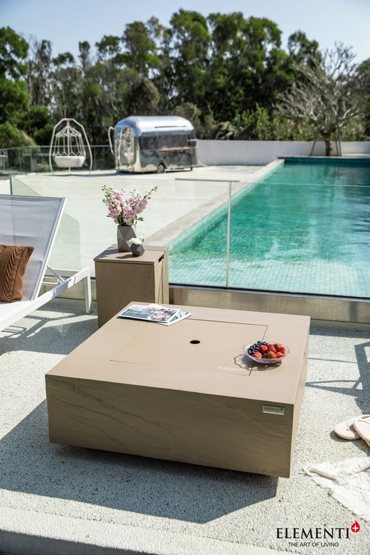 Elementi Plus Uluru 40" Square Sunlight Yellow Concrete Liquid Propane Fire Table