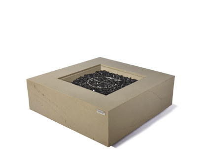 Elementi Plus Uluru 40" Square Sunlight Yellow Concrete Liquid Propane Fire Table