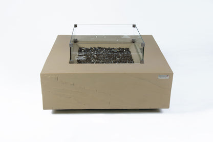 Elementi Plus Uluru 40" Square Sunlight Yellow Concrete Liquid Propane Fire Table