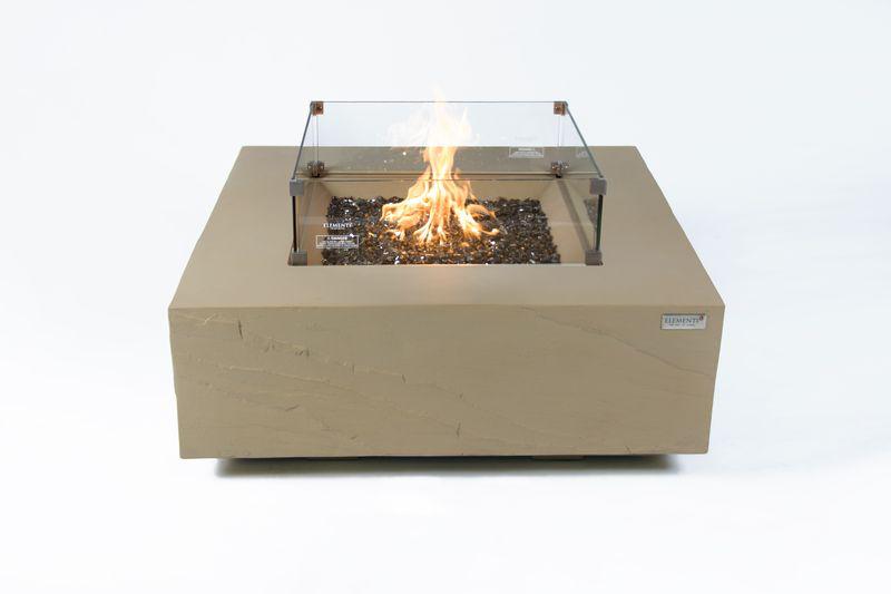 Elementi Plus Uluru 40" Square Sunlight Yellow Concrete Liquid Propane Fire Table