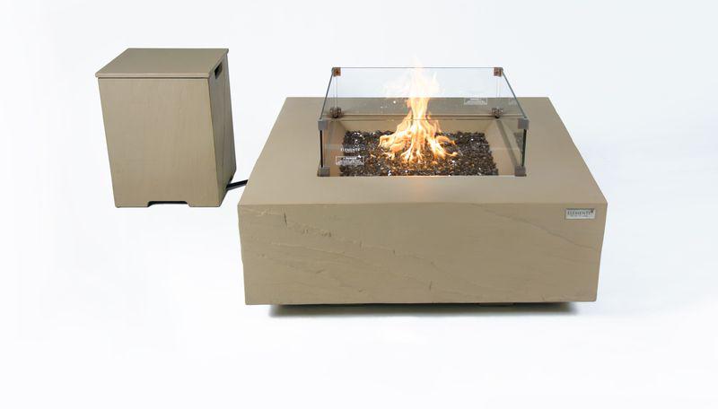 Elementi Plus Uluru 40" Square Sunlight Yellow Concrete Liquid Propane Fire Table