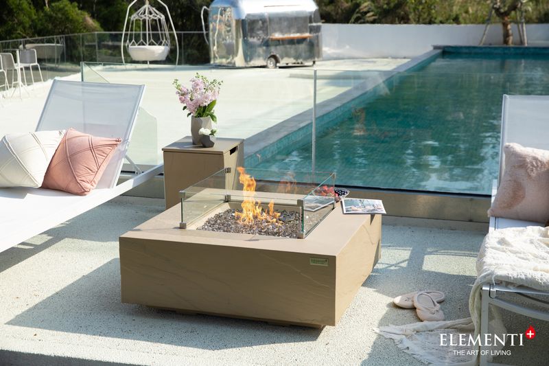 Elementi Plus Uluru 40" Square Sunlight Yellow Concrete Liquid Propane Fire Table