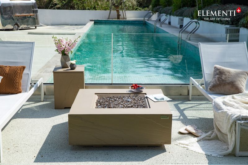 Elementi Plus Uluru 40" Square Sunlight Yellow Concrete Natural Gas Fire Table