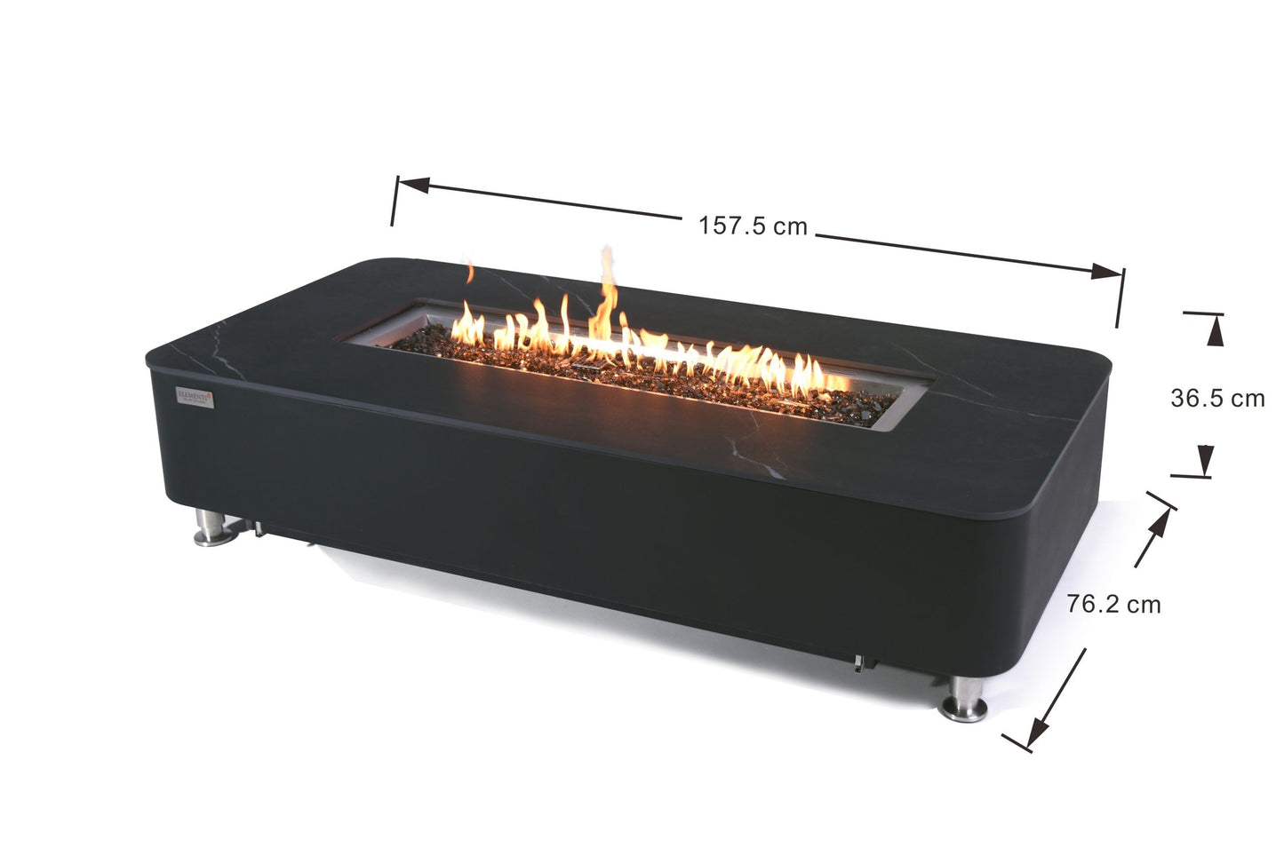 Elementi Plus Valencia 30" Bulgaria Black Liquid Propane Marble Porcelain Fire Table