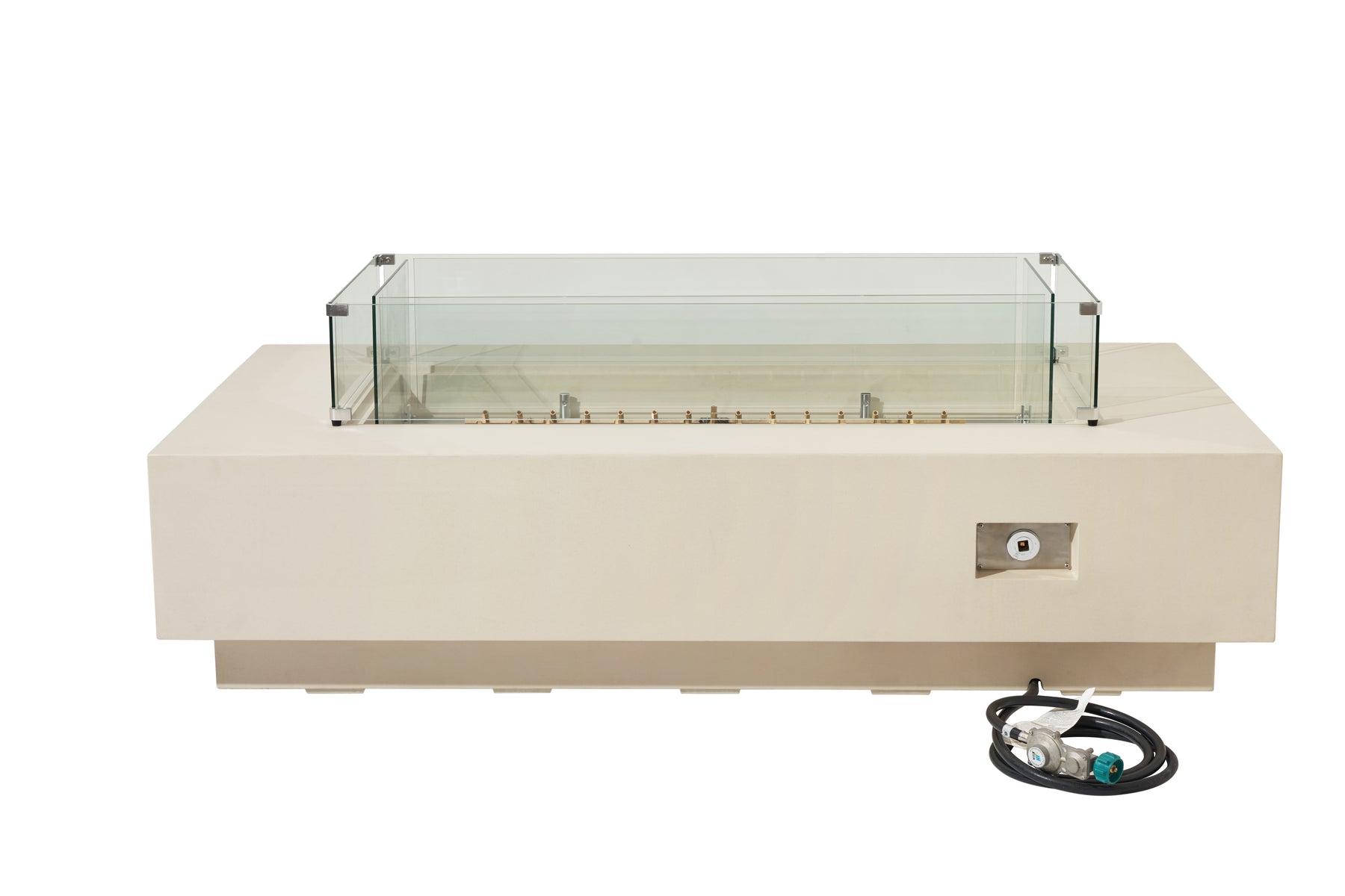 Elementi Ravello 72" Rectangle Frosted Cream White Concrete Liquid Propane Fire Pit
