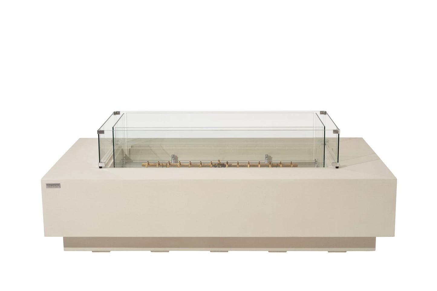 Elementi Ravello 72" Rectangle Frosted Cream White Concrete Liquid Propane Fire Pit