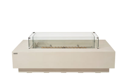 Elementi Ravello 72" Rectangle Frosted Cream White Concrete Liquid Propane Fire Pit