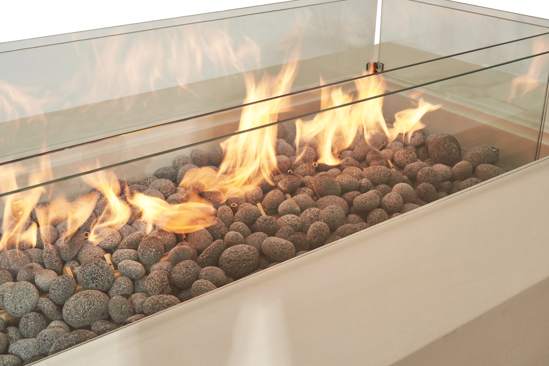 Elementi Ravello 72" Rectangle Frosted Cream White Concrete Liquid Propane Fire Pit