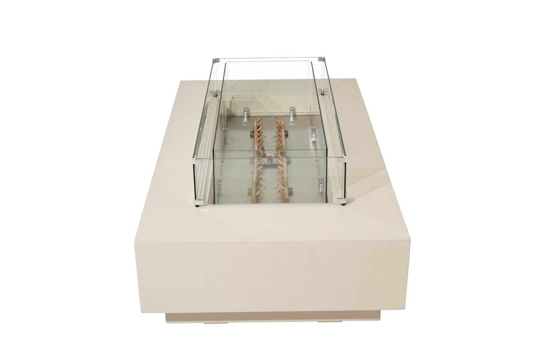 Elementi Ravello 72" Rectangle Frosted Cream White Concrete Liquid Propane Fire Pit