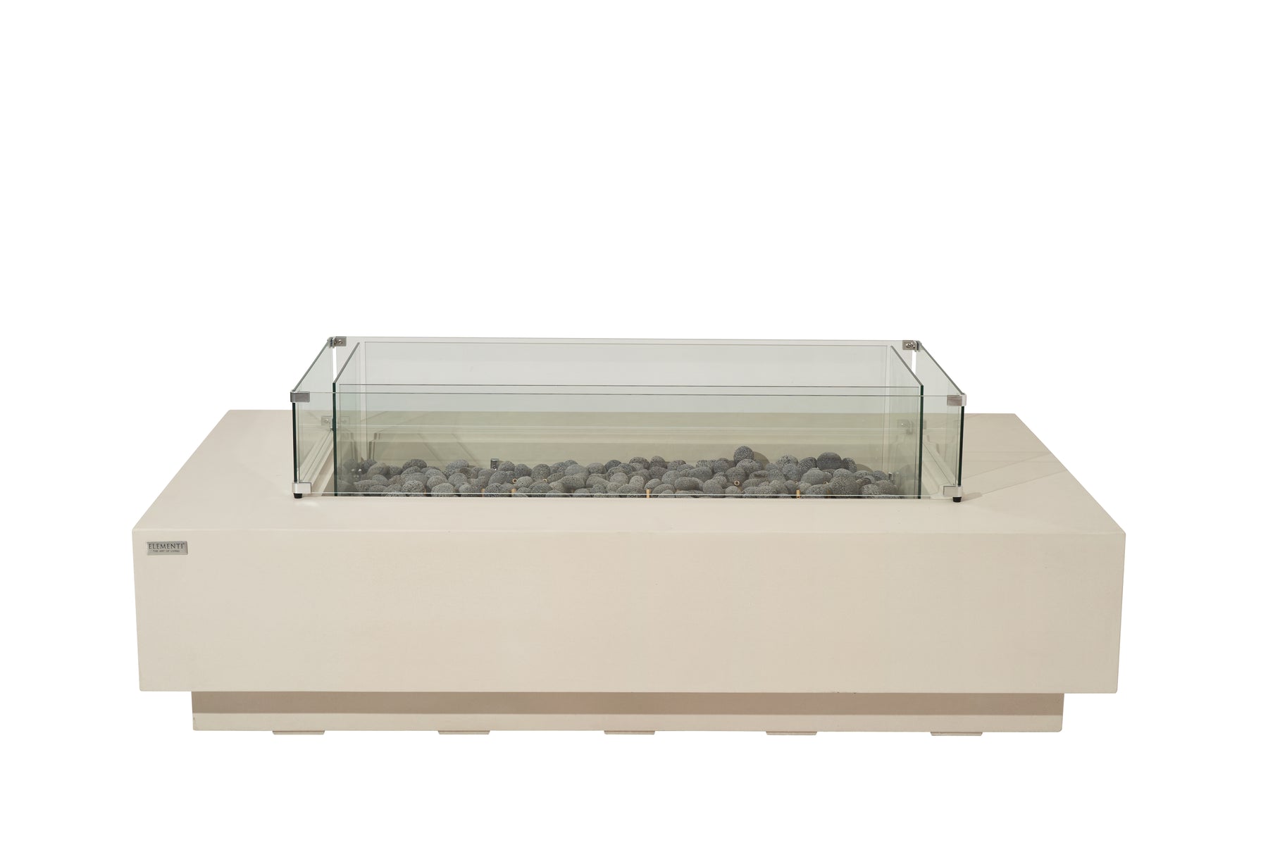 Elementi Ravello 72" Rectangle Frosted Cream White Concrete Liquid Propane Fire Pit