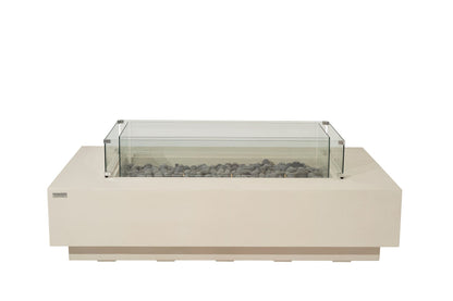 Elementi Ravello 72" Rectangle Frosted Cream White Concrete Liquid Propane Fire Pit