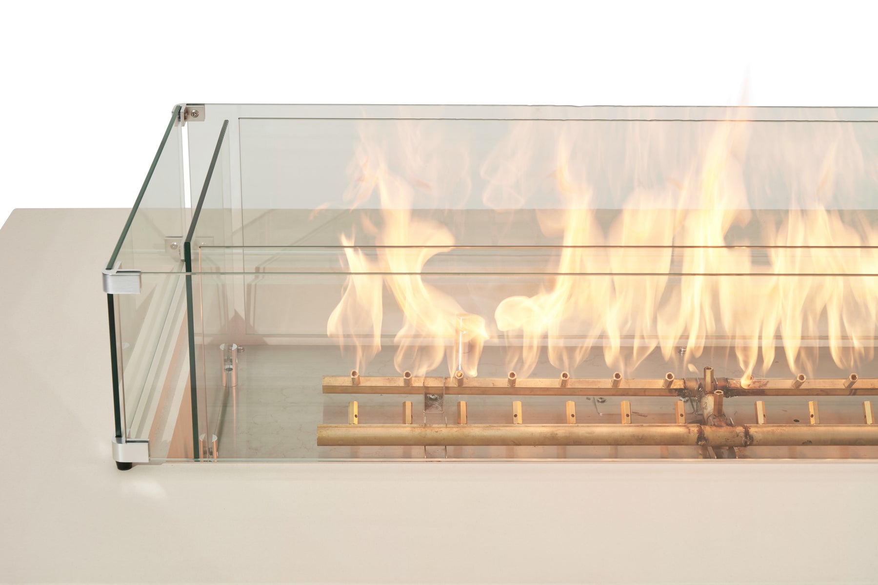 Elementi Ravello 72" Rectangle Frosted Cream White Concrete Liquid Propane Fire Pit
