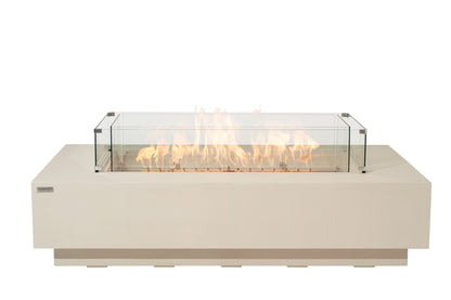 Elementi Ravello 72" Rectangle Frosted Cream White Concrete Liquid Propane Fire Pit