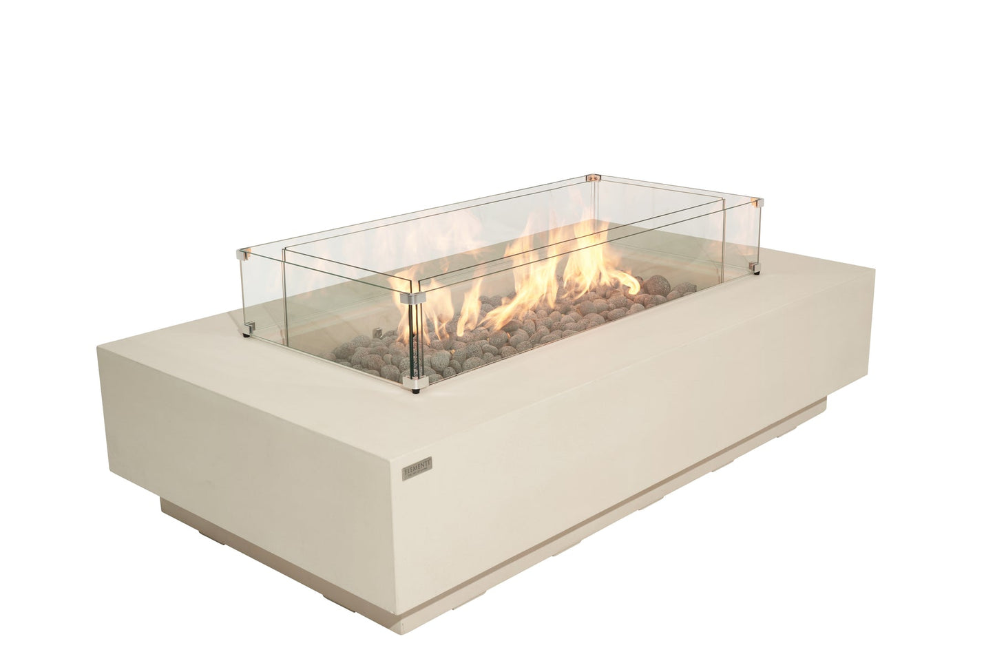 Elementi Ravello 72" Rectangle Frosted Cream White Concrete Liquid Propane Fire Pit
