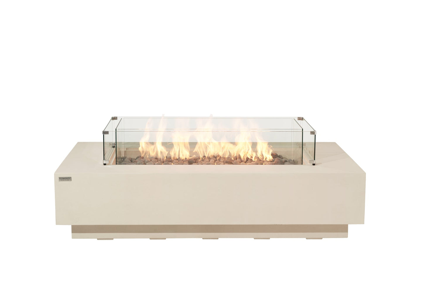 Elementi Ravello 72" Rectangle Frosted Cream White Concrete Liquid Propane Fire Pit